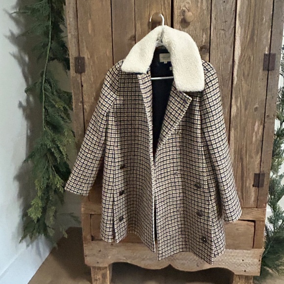 SEZANE BILLY COAT  Ecru Ocher Tiles LINED WOOL BLEND JACKET SIZE 36 - Picture 6 of 16